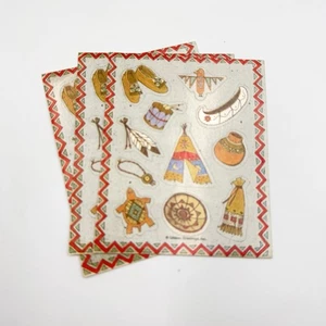 Vintage Gibson Greetings Sticker Lot 3 Sheets Native American Indian 1995 - Picture 1 of 5
