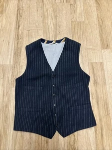 Merona Hombres Azul Marino Espiga Tweed Retro Steampunk Traje Chaleco Chaleco Mediano - Imagen 1 de 7