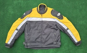 VTG Xelement Motorcycle Jacket Nylon Black Yellow PADDED Racing Men's Size XXL - Picture 1 of 13