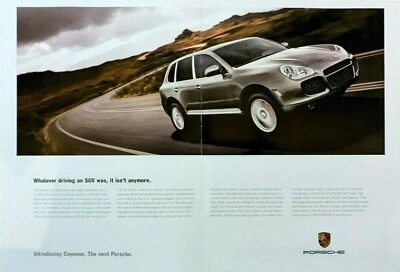 2003 Porsche Cayenne Turbo Introducing 4pg Pullout Brochure Vintage Print Ad - Image 1 of 4
