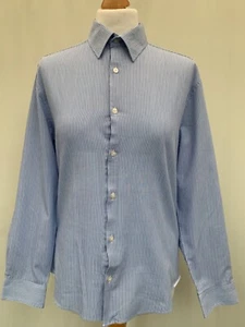 Shirt M&S size 15.5"collar blue stripe slim fit chest 38" cotton blend mens - Picture 1 of 6