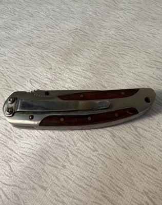 Navaja de Bolsillo Plegable Winchester De Colección 3 Hojas Mango de Madera Clip Dentado EDC Foto 1 de 4