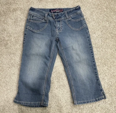 Pantalones Cortos de Jean Angels para Mujer Talla 7 Azul Denim Bermudas con Solapa Bolsillos Puño Enrollado Foto 1 de 4