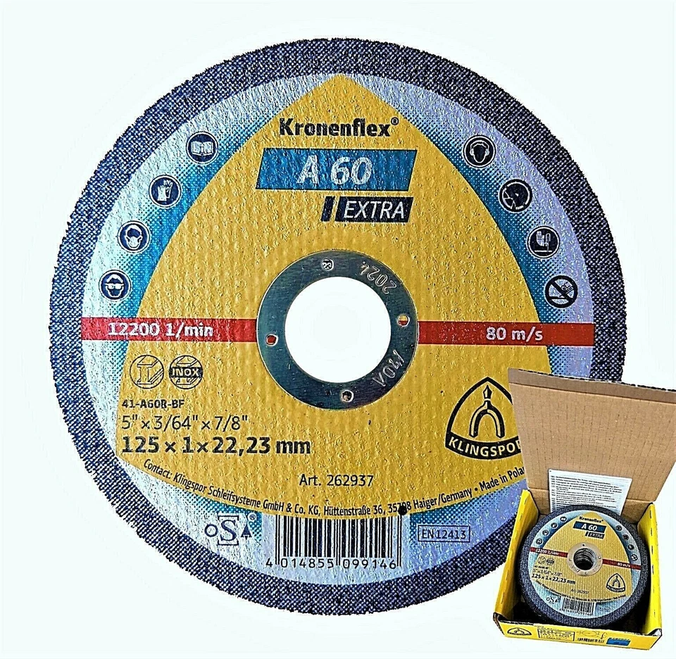Klingspor Kronenflex A 60 Extra Trennscheibe 125 mm 12.200 1/min (262937)