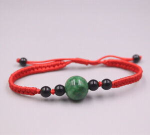  Jade Jadeite Lucky Green Round Beads Bracelet