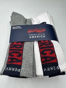 Perry Ellis America 6Pack Cushioned Crew Socks Youth Boys Grey Casual Size 6-8.5 - Picture 1 of 3