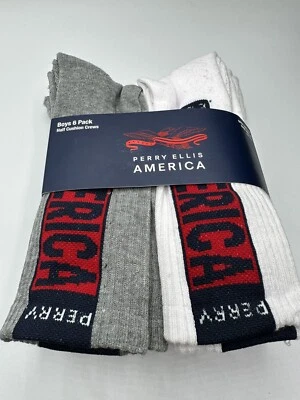 Perry Ellis America 6 Pares Calcetines Acolchados Crew Jóvenes Niños Gris Talla 6-8.5 Foto 1 de 3