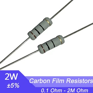 Resistenza a film di carbonio 20 pezzi 2W ±5% da 0,1 Ohm a 2M Ohm - Foto 1 di 6