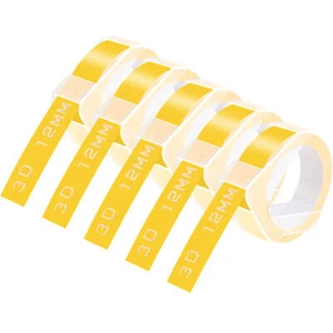 5PK For DYMO 3D Embossing Label Tape Organizer Xpress A521208 White/Yellow 12mm - Picture 1 of 9