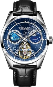 Switzerland Luxury SOLLEN Skeleton Automatic Mechanical Sapphire Men's Watch - Picture 1 of 17