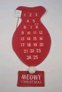New Fish Shaped Wall Hanging Pocket Advent Countdown Calendar  "Meowy" Christmas - Picture 1 of 7