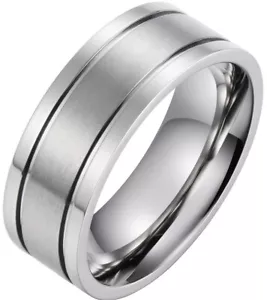 Mens Brushed Titanium Wedding Engagement Band Ring - UK SELLER - Picture 1 of 3