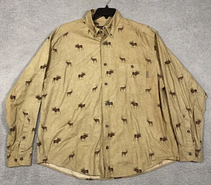 Men’s X-LARGE Vintage Woolrich Deer Elk Print Button Down Shirt - Picture 1 of 7