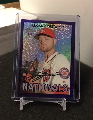 Lucas Giolito 2016 Topps Heritage Chrome 514 Wash. Nationals Purple Refractor RC - Image 1 of 2