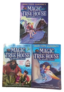 Magic Tree House Graphic Novels, 3 Books, Knights Pirates Dinosaurs, Osborne - Foto 1 di 7