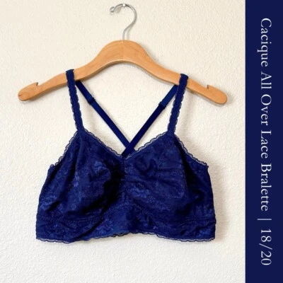 Cacique All Over Lace Bralette - Size 18/20, Navy - Image 1 of 4
