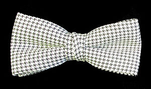 Men's Houndstooth Bow Tie Black White Ivory Pre-Tied Adjustable Formal Victorian