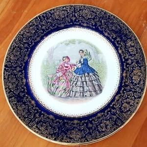 4x Imperial Salem Porzellan 23 Karat Gold Viktorianisch Damen 10,75" Essteller - Bild 1 von 9