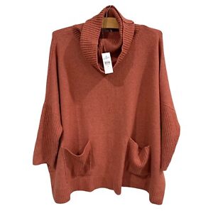 Loft | Pocket Poncho Oversized Cowlneck Sweater Pressed Petal NWT- size Medium