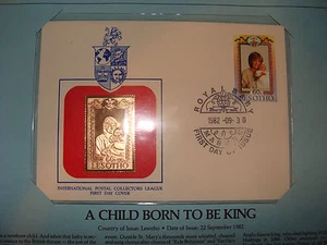 Lesotho FDC w/ 23 kt gold replica Stamp 1982 Royal Birth of Prince William UK - Picture 1 of 2