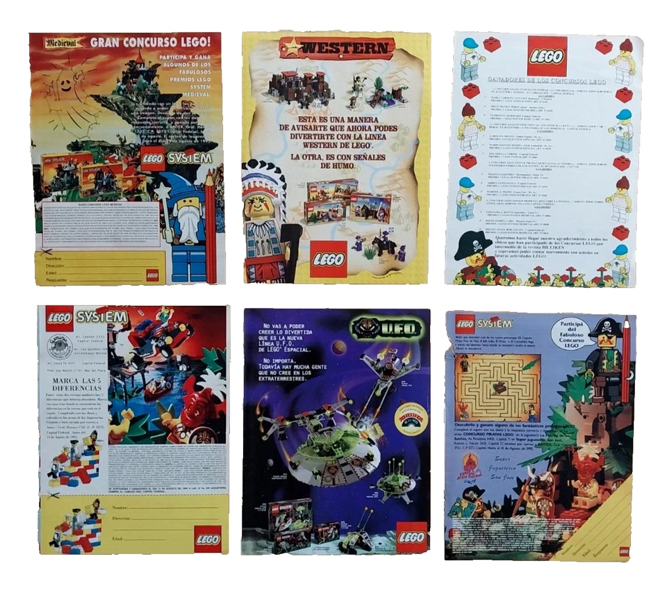 LEGO Lot 6 Argentina Original 90s Trade Ads Advert Toy Dealer Building Blocks  - Image 1 of 4