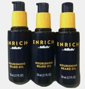 Lot of 3 Gillette Enrich Nourishing Beard Mustache Oil 1.7 fl Soothing Skin 50ml - Picture 1 of 4