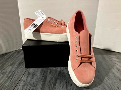 NWT (NEW) SUPERGA Women's Pink /Peach Leather Suede Sneakers US 8.5 - 2790 Italy - Image 1 of 4