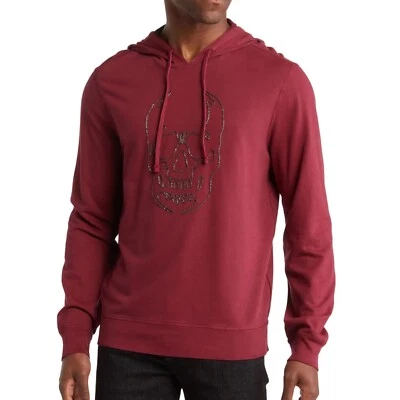 John Varvatos Venta Final Para Hombre Espeluznante Cadena Cosida Calavera Pullover Sudadera con Capucha Pinot Foto 1 de 4