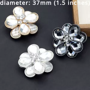 1pc Glitter Diamond Buttons Rhinestone Flower Shape Craft for Costume Coat DIY - Picture 1 of 13