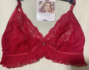 M&S ROSIE AUTOGRAPH DELICATE PLEATS & FRENCH LACE NONWIRED BRALETTE RED 20 (D-E) - Picture 1 of 12