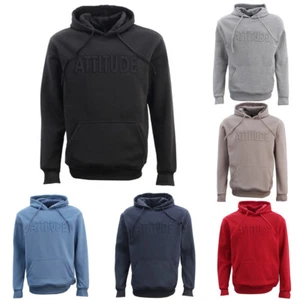 FIL Men's Fleece Hoodie Pullover Hooded Jumper Sweater Embossed - ATTITUDE - Picture 1 of 25