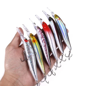 6PCS Trolling Minnow Fishing Lures Strong Hooks Bait Crankbait Salmon 13cm/15.5g - Picture 1 of 15