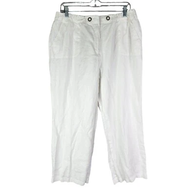 Womens White Charter Club Capri Pants Classic Fit 100% Linen Hi Rise Size 14 - Image 1 of 4