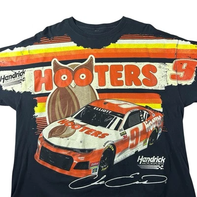 Camisa gráfica masculina vintage Chase Elliott NASCAR Hooters XL Hendrick Sports AOP - Imagem 1 de 4