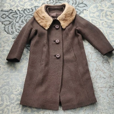 Abrigo vintage de piel de visón Forstmann Frizelda con cuello marrón Foto 1 de 4