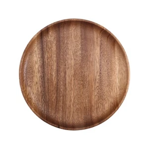 Round Solid Wood Board Whole Wood Fruit Plate Wooden Saucer Tea8069 - Picture 1 of 7