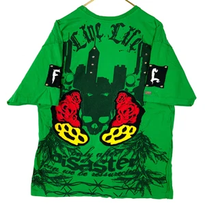 Vintage Y2K Blac Label T-Shirt 2XL Green Grunge Studded Love Pain Live Life - Picture 1 of 5