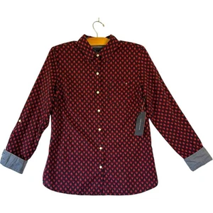 Neu mit Etikett Tommy Hilfiger rot Blumen geknöpft Rollriegel Hemd Gr. Medium maßgeschneidert adrett - Bild 1 von 8