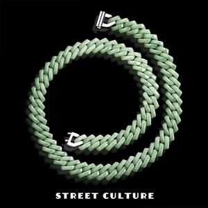 Natural JADEITE Cuban Link CHAIN Necklace Bracelet SET Heavy Chunky Hip Hop - Picture 1 of 38