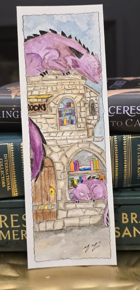 Watercolor Dragon Bookmark.  Fantasy Art Gift for Readers | Handmade Book Lover - Image 1 of 1