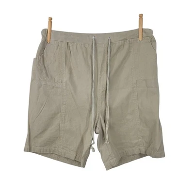 CW Classics Shorts Plus Size 1X 32" Waist High Pull On Tan Drawstring Womens - Image 1 of 4