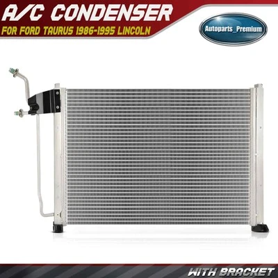 A/C Condenser with Bracket for Ford Taurus 1986-1995 Lincoln Continental Mercury - Image 1 of 4