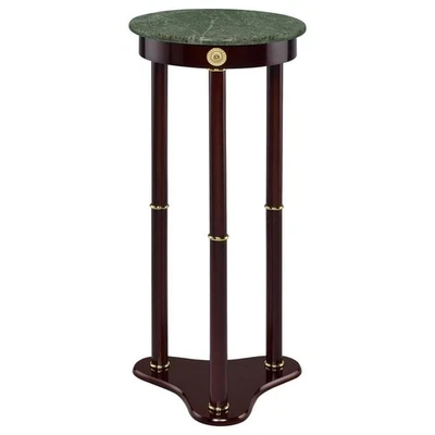 Coaster Accent Table Merlot Round Green Marble Top 27.5"H Plant Stand Wood Frame