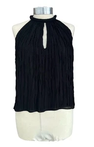 Top senza maniche Diane Von Furstenberg nero seta plissettato sera US 6 UK 10-12-14 - Foto 1 di 18