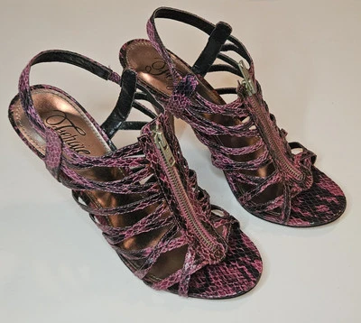 Tacones altos para mujer Fergie Jonas enjaulados - Estampado de reptil fucsia - Talla US 10M Foto 1 de 4
