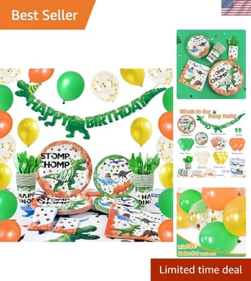 Juego de decoración de fiesta de cumpleaños de dinosaurios - 153 piezas para celebraciones de niños Foto 1 de 4