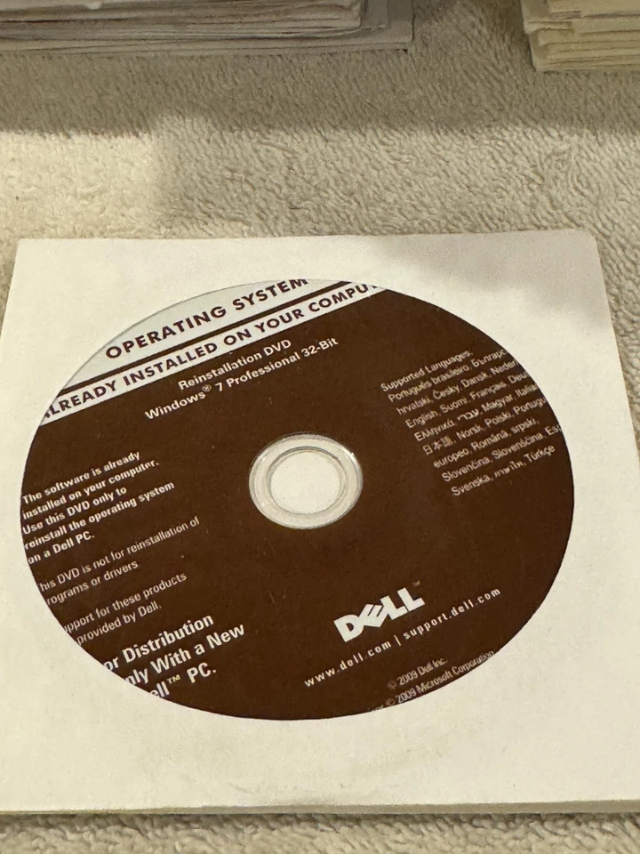 Dell Reinstallation DVD Win 7 Pro 32bit - CD ONLY NEW SEALED!!! - Image 1 of 1