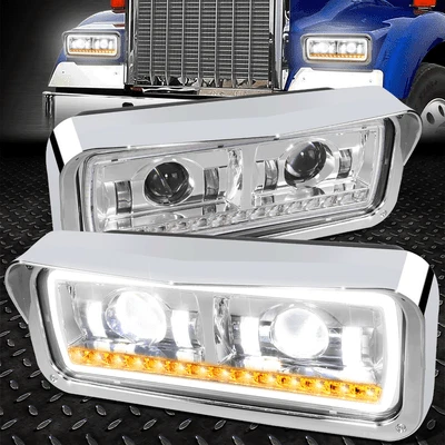 FOR 01-12 FREIGHTLINER CLASSIC/XL SEQUENTIAL SIGNAL LED DRL PROJECTOR HEADLIGHTS - Image 1 of 4