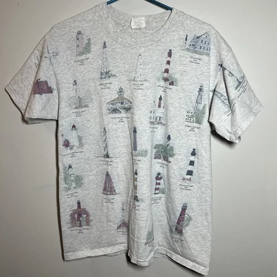 Camisa De Colección Artesanos AOP Faros Doble Cara Para Hombre Grande Años 90’s Camiseta  Foto 1 de 4