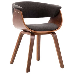 vidaXL Dining Chair Grey Bent Wood and Fabric - Picture 1 of 6